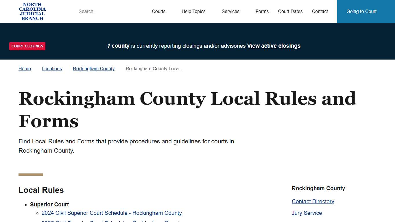 Rockingham County Local Rules and Forms | North Carolina Judicial Branch